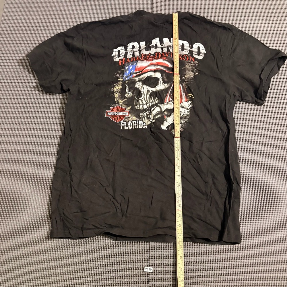 Harley-Davidson Orlando Florida Skull Graphic T-Shirt Black Mens Size L - Picture 4 of 5